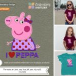 I Love Peppa Pig Applique Embroidery Design